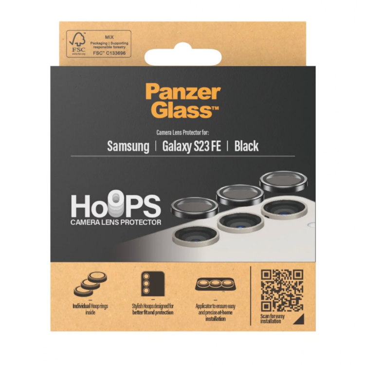PANZERGLASS Δακτυλίδια προστασίας CAMERA Lens protection HoopS Optic Rings για Samsung GALAXY S23 FE 5G 2023 - ΜΑΥΡΟ - PG-0460